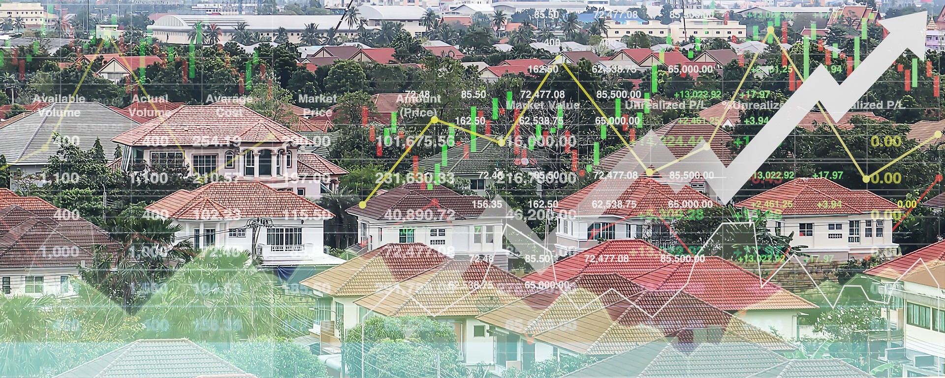 Stock financial index data presentation report background of property business and real estate industry show successful business investment background.